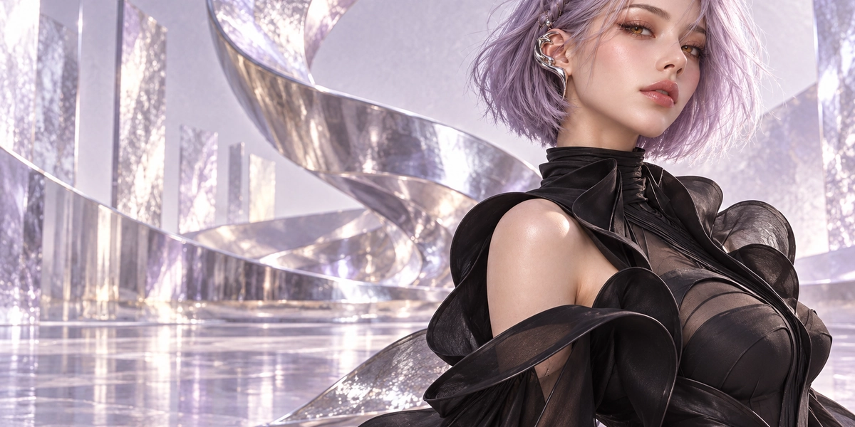 GEMIRA, original pearl-lavender haired virtual artist